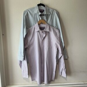 2 lots Vineyard Vines  Murray Shirt MenXL Pink/Blue Checkered Cotton Button Down